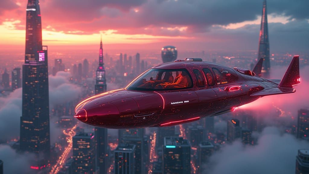 Futuristic Flying Ambulance Soars Through Cityscape