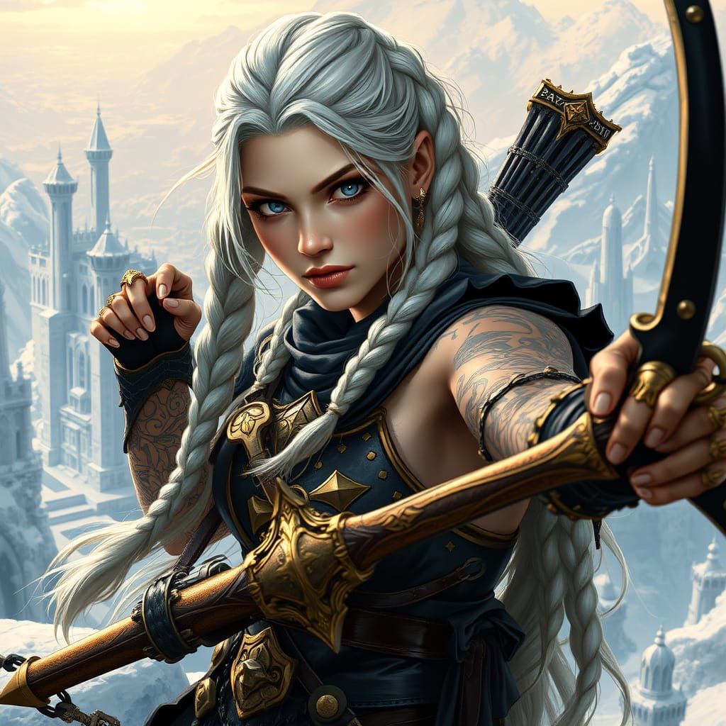 Armored Warrior Princess Overlooking Crystal Kingdom