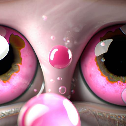 Dreamcore Pink Eyes in Detailed Digital Illustration