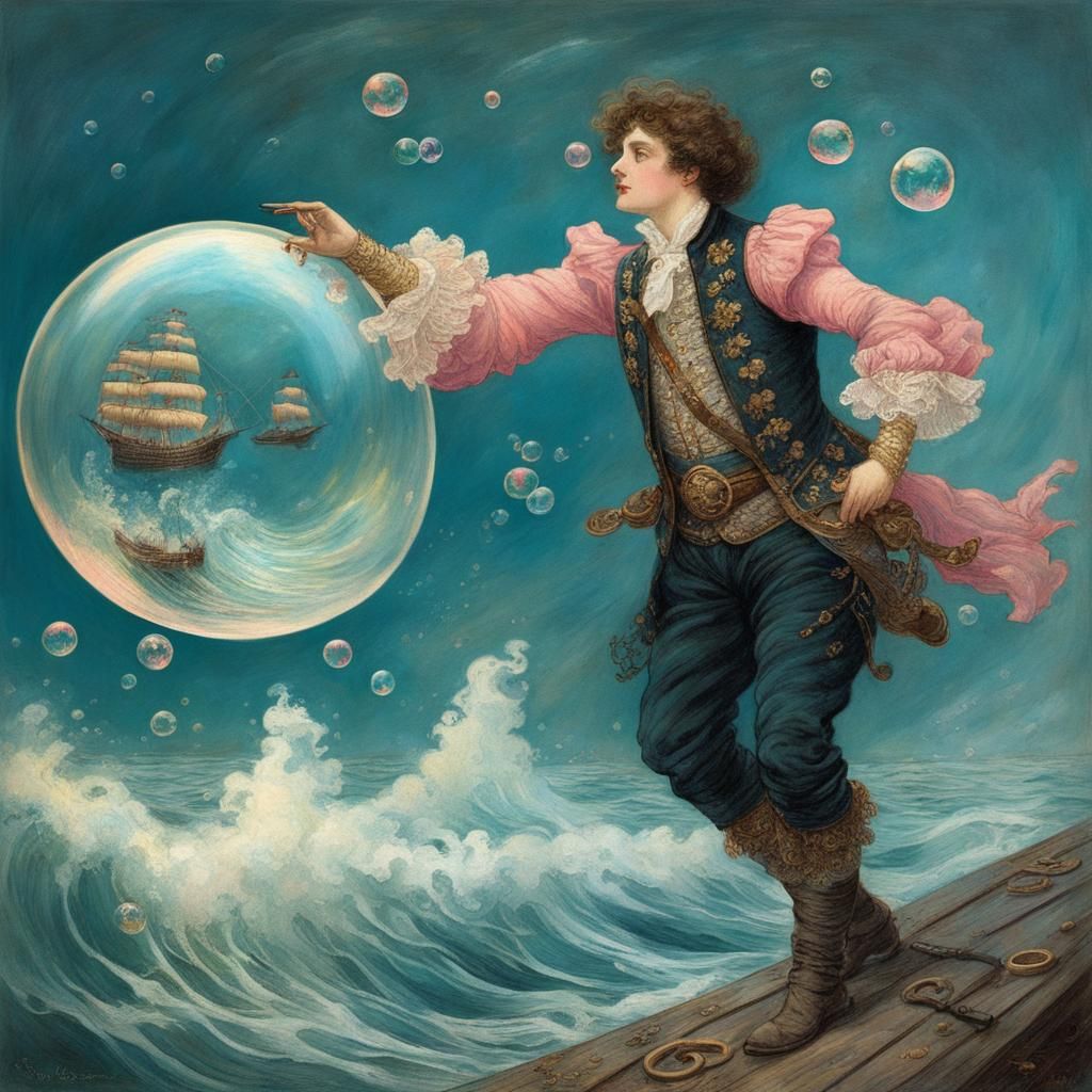 Chaotic Naval Scene as Impasto Painting