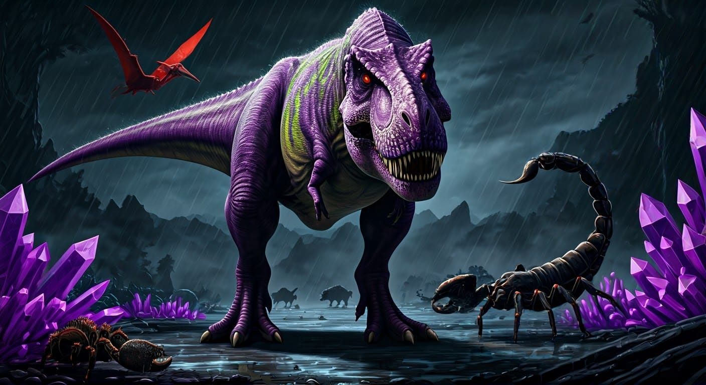 Majestic Purple Tyrannosaurus Rex in Sinister Investigation ...