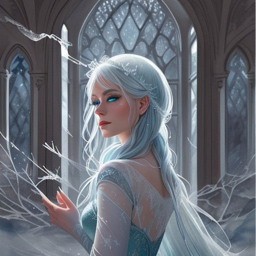 Ethereal Woman Locked in Icy Frost