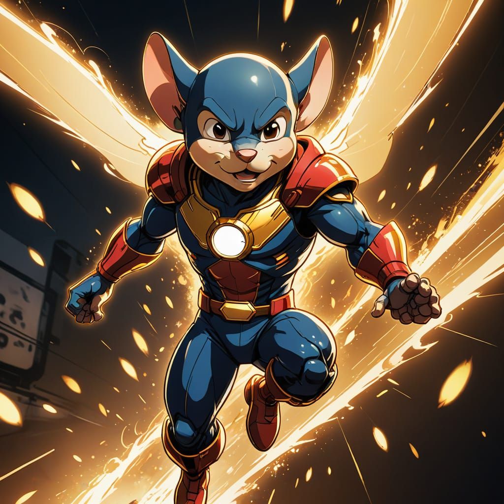 Mighty Mouse Anime Action in Manga Style