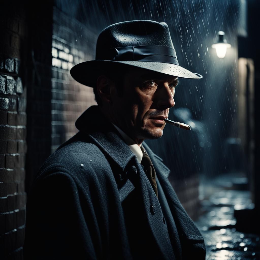 Film Noir Portrait in Dark Alley