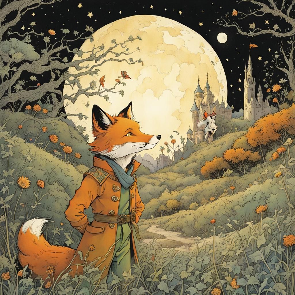 Little Prince and Fox: Detailed Children's Book Illustration