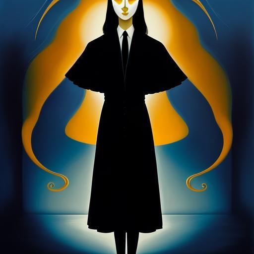 Surreal Woman Between Storm and Sun