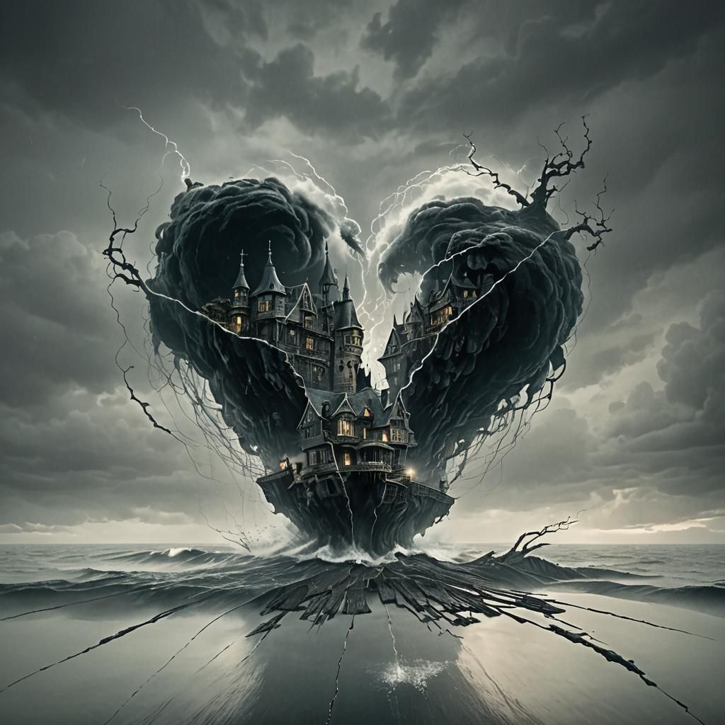 Baroque Gothic House on Island in Dark Romantic Style