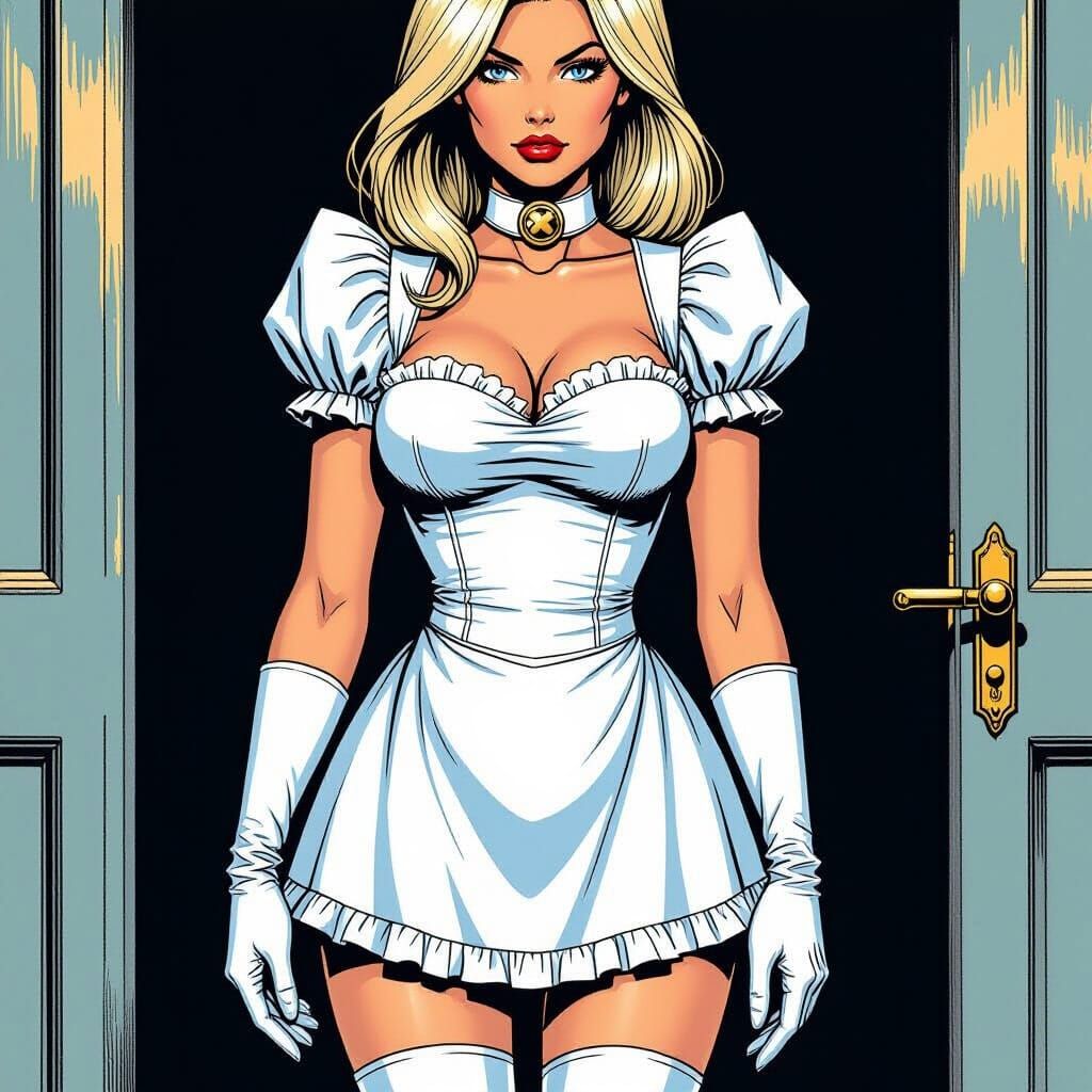 Emma Frost as a 1990s Comic Book Housemaid