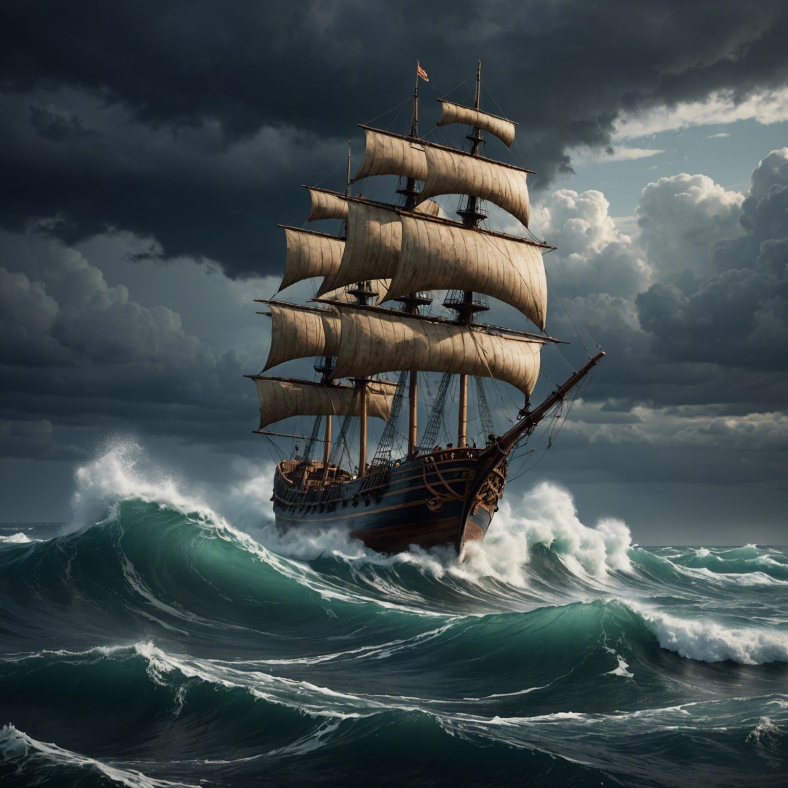Raging Storm at Sea: Detailed Matte Painting