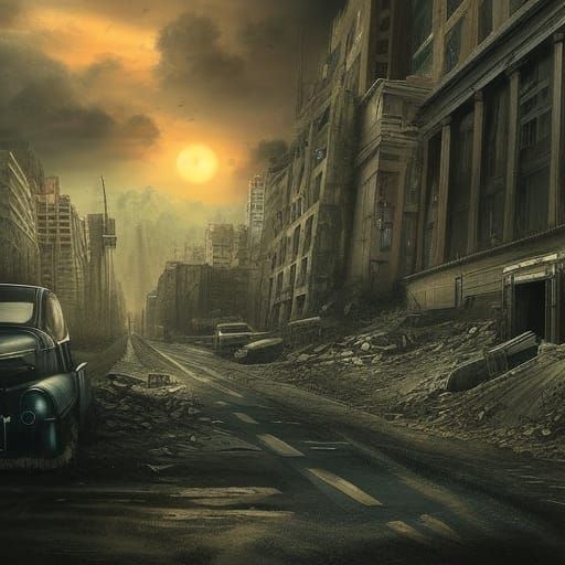 Dystopian End of the Road: Post-Apocalyptic Digital Painting