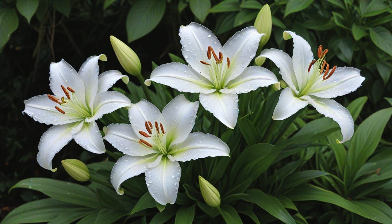 Crystal Lilies in an Abstract Light Display