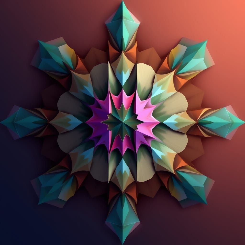 Absract modular, symmetrical, shaded coloured, geometric pol...