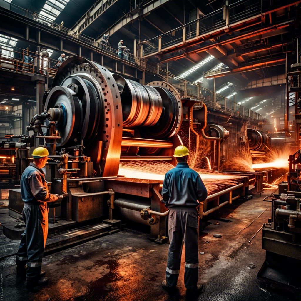 Metallurgy Factory Rolling Mill: Hyperrealistic Cinematic Vi...