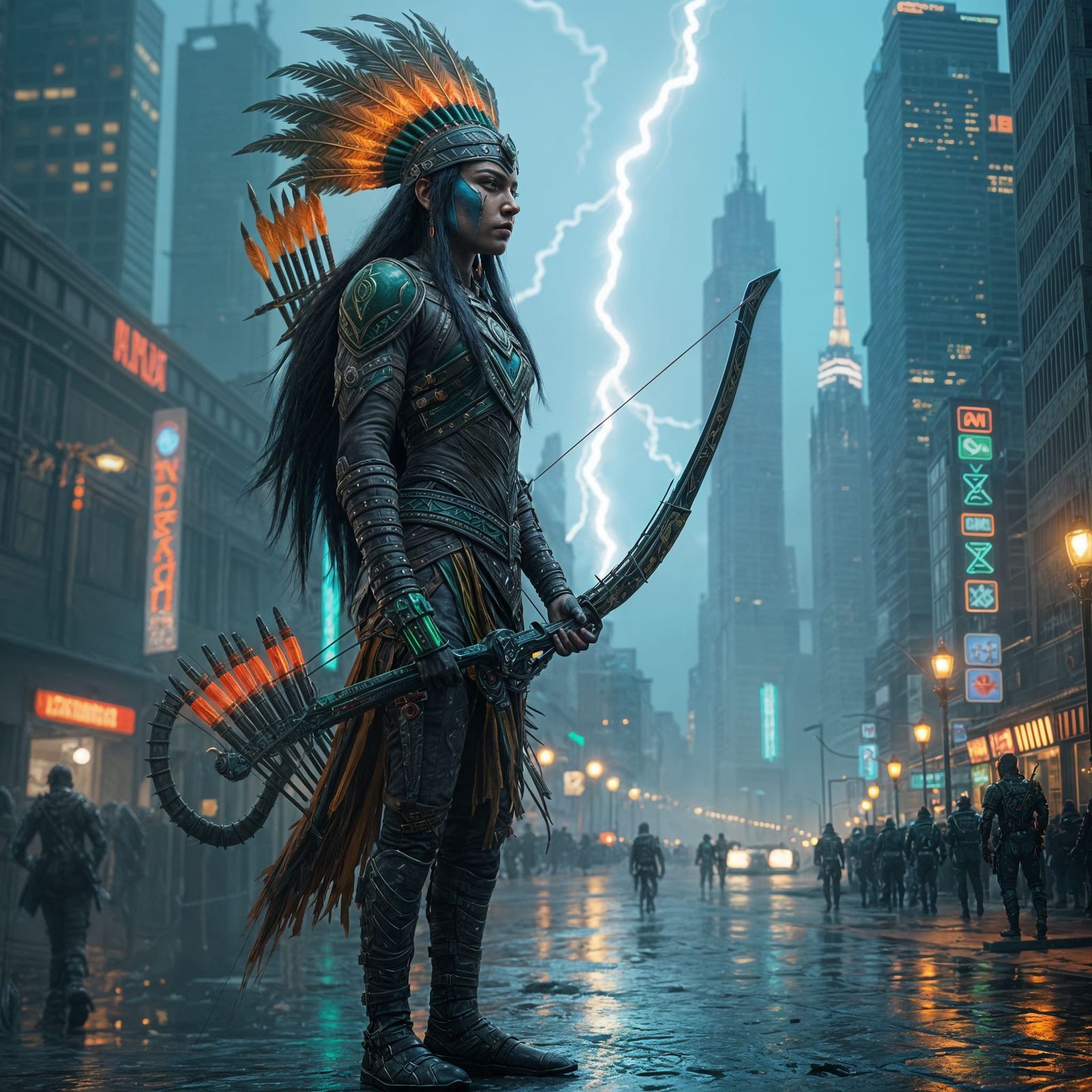 Ancient Cyberpunk Warrior in Splendid Splendor