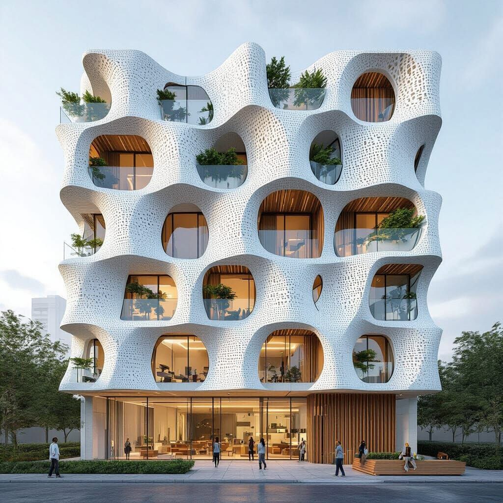 Futuristic Organic Apartment Block in 3D