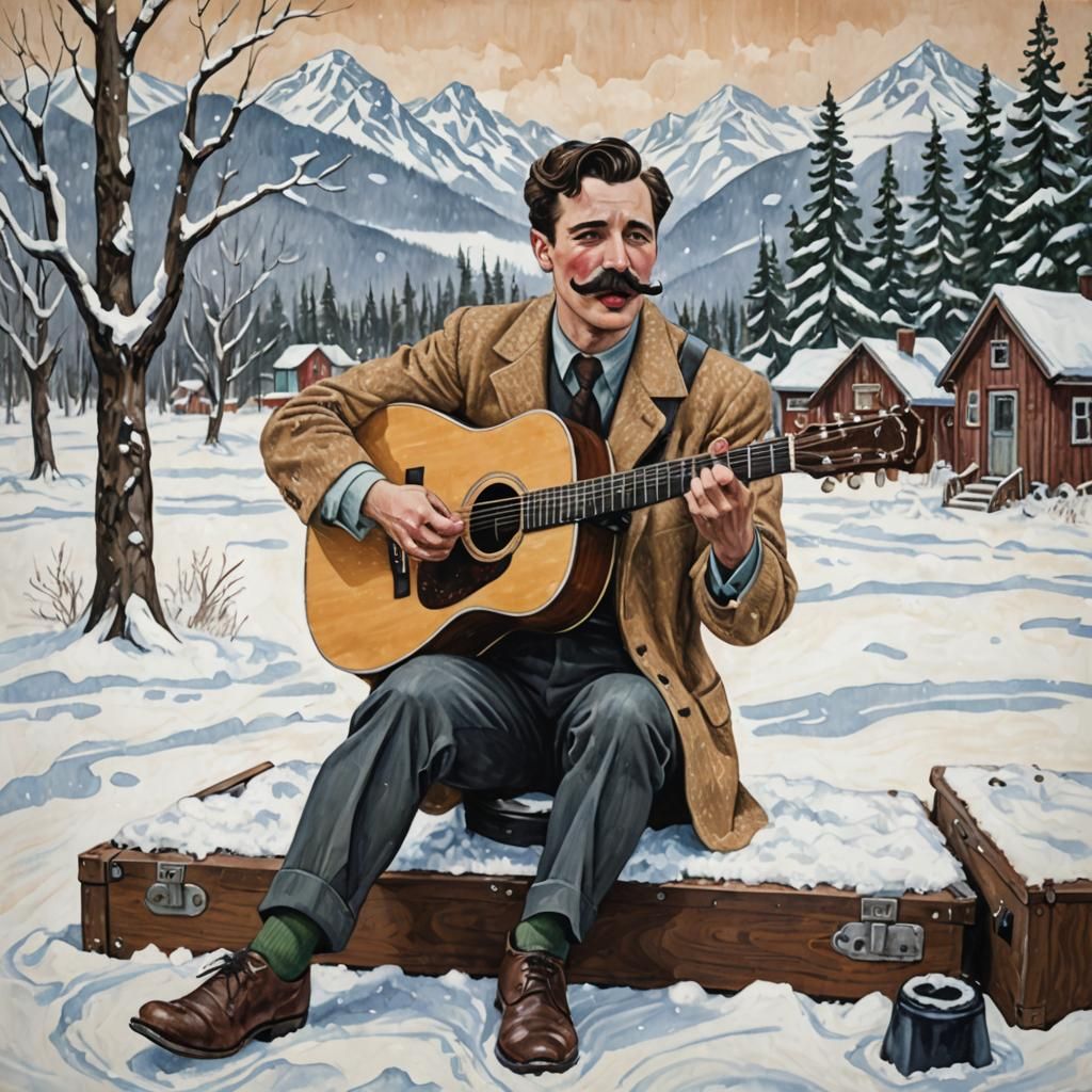 Handsome Crooner Singing in Alaska Snow