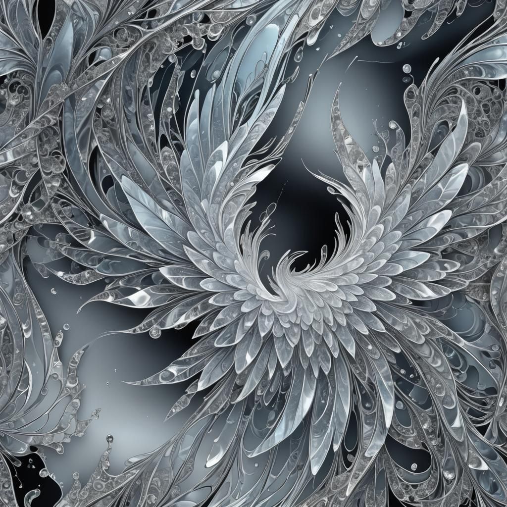 Woman Emerges from Pond with Ice Wings