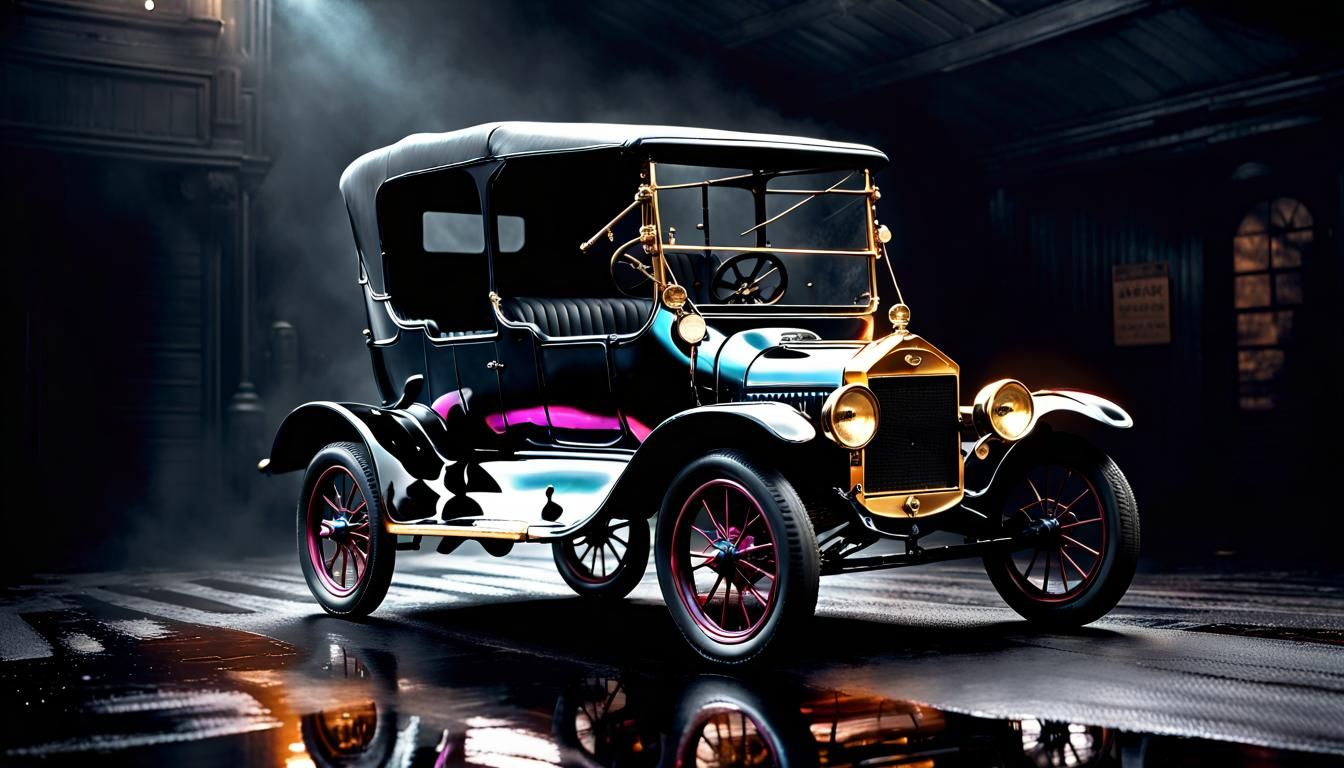 "detailed, Model T Ford car with mag wheels and fat tyres, d...