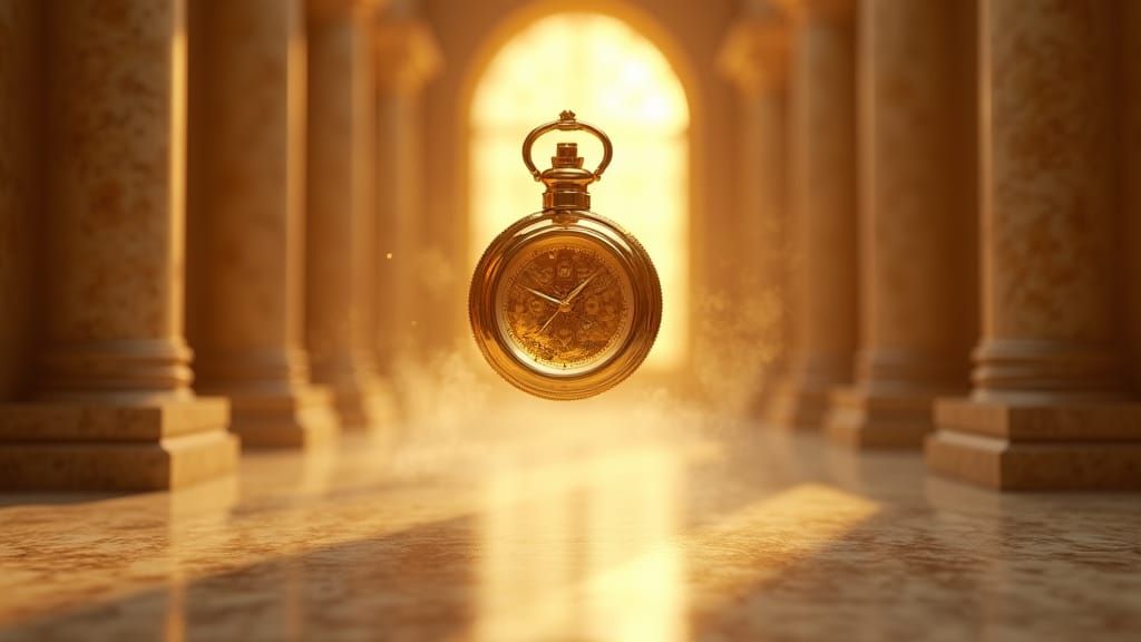 Golden Perfume and Antique Watch in Baroque Hall