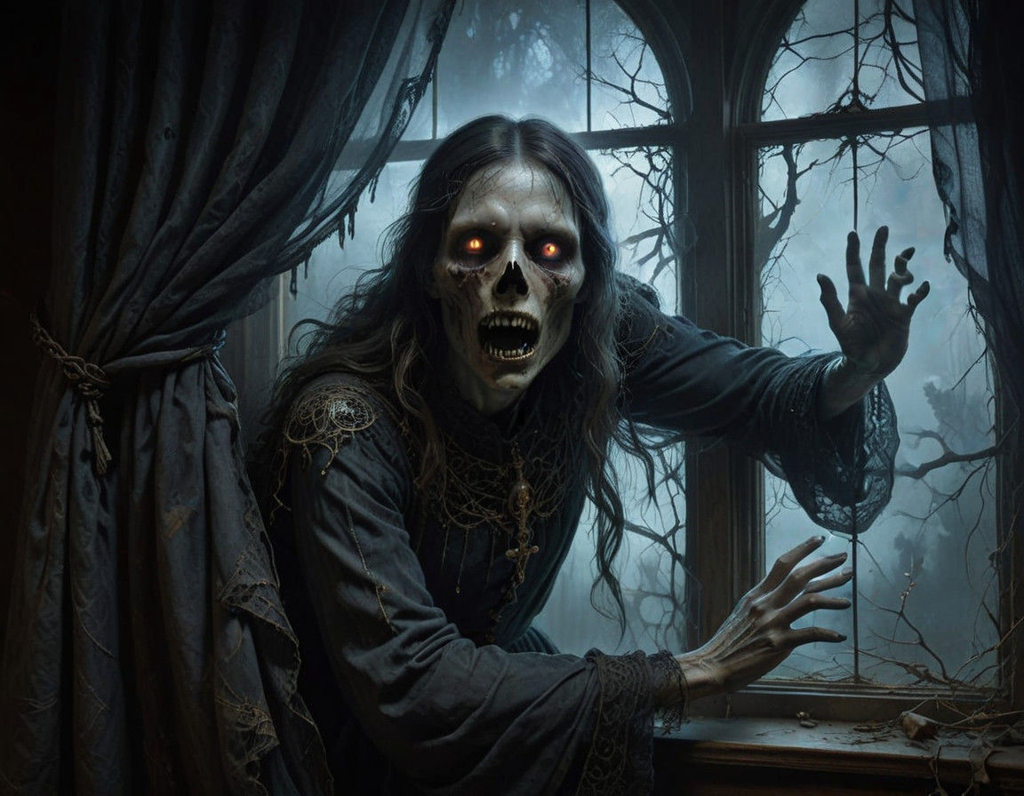 Ethereal Gothic Portrait of a Haunted Family Manor