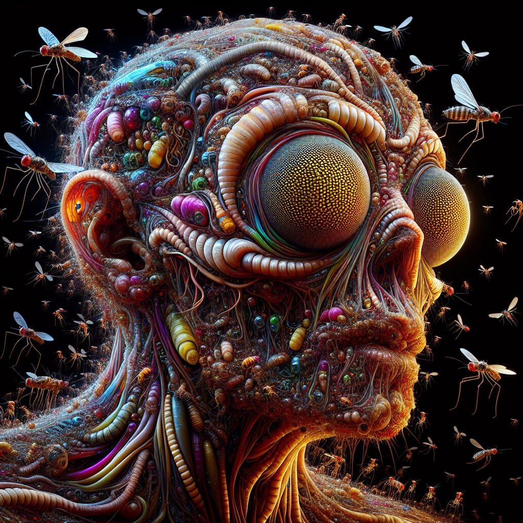 Giant Humanoid of Worms and Insects with Glowing Eyes