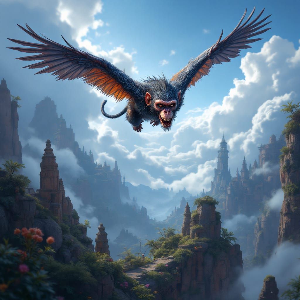 Fantastical Flying Monkey Matte Painting