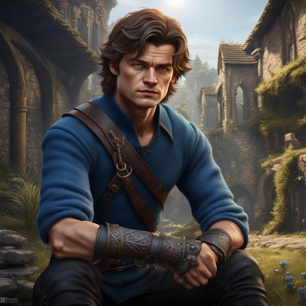 Medieval Adventurer in Detailed Matte Painting Style