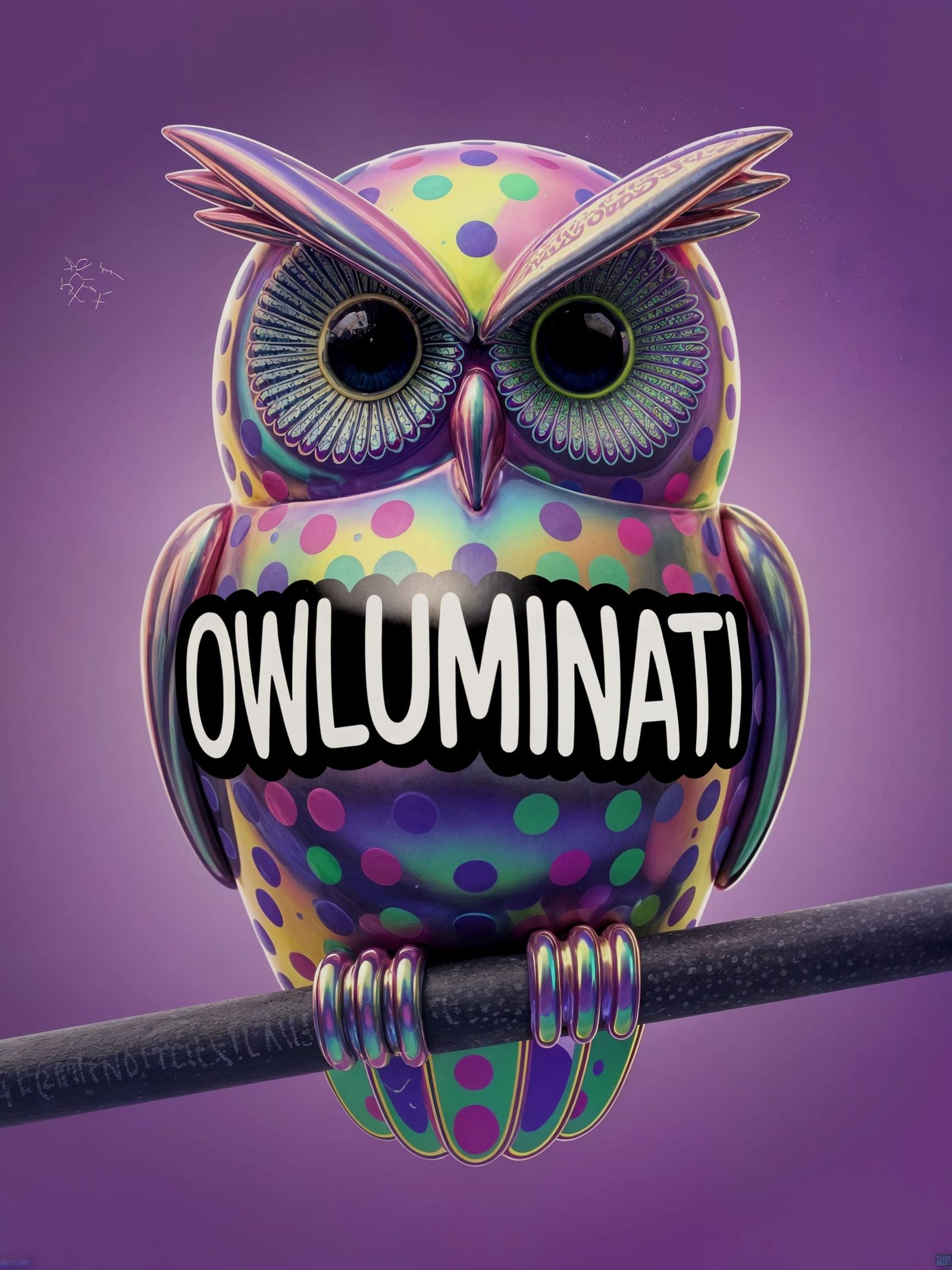 Psychedelic Polka Dot Owl Graffiti Art
