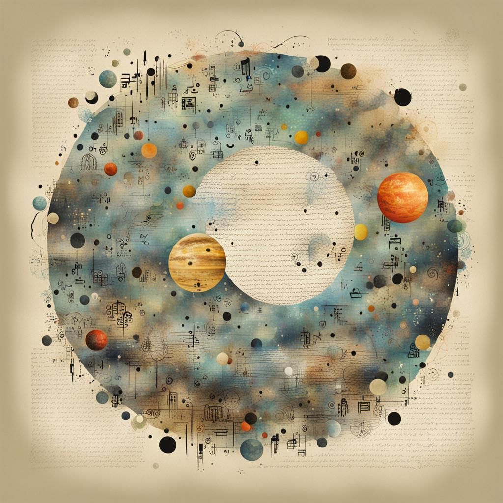 Abstract Symbolic Planet with Asemic Typography