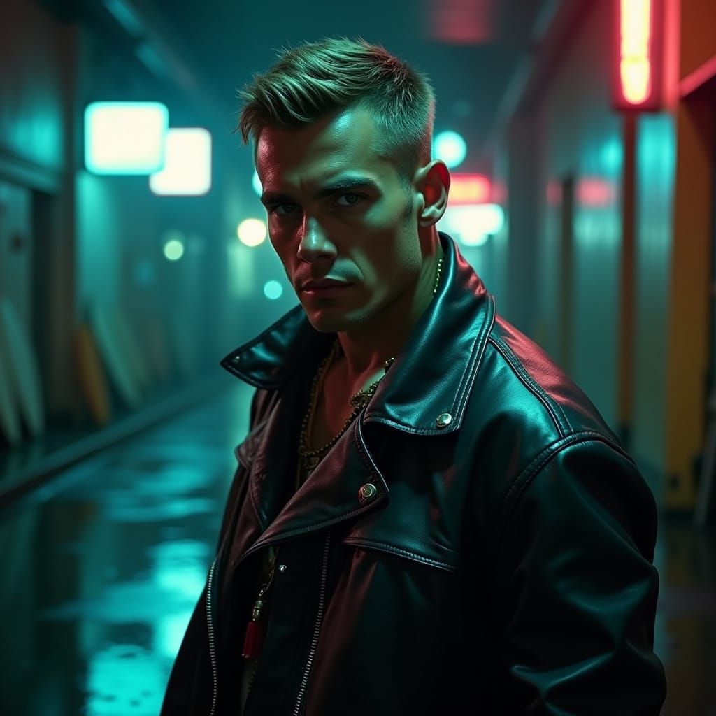 Vintage Cars in Neon LA Sunset, Kodachrome Style