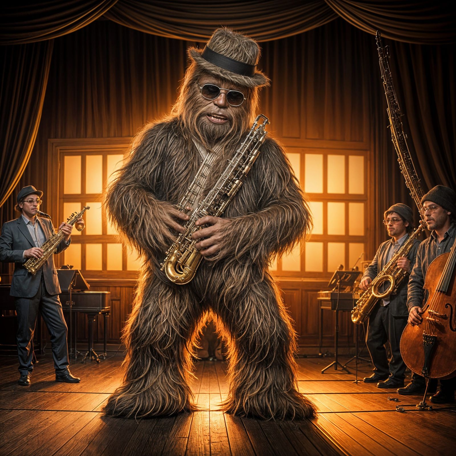 Chewbacca Plays Saxophone in Jazz Club