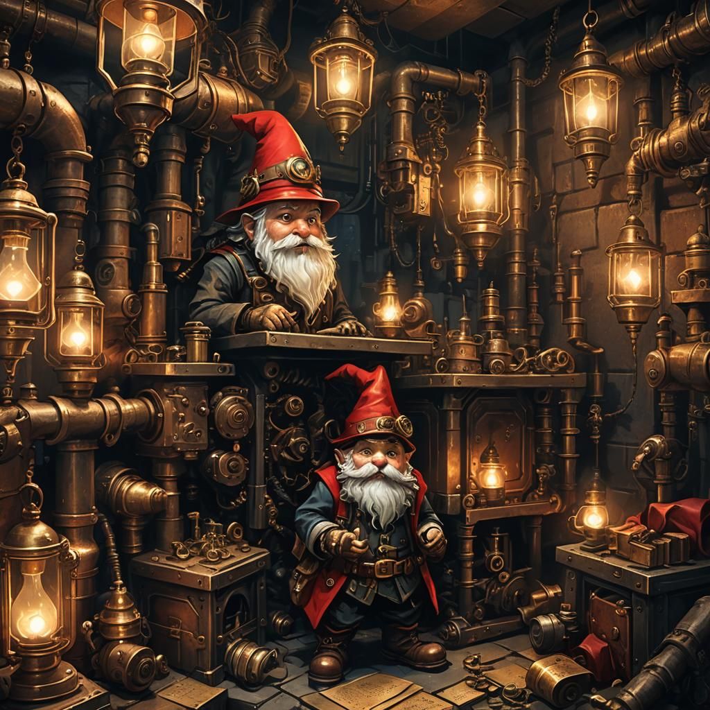 Steampunk Gnome in Underground Dungeon