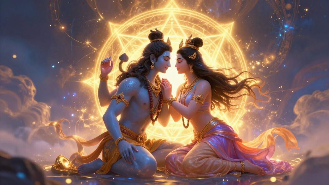 Lord Shiva and Shakti in Mystical Fantasy Style