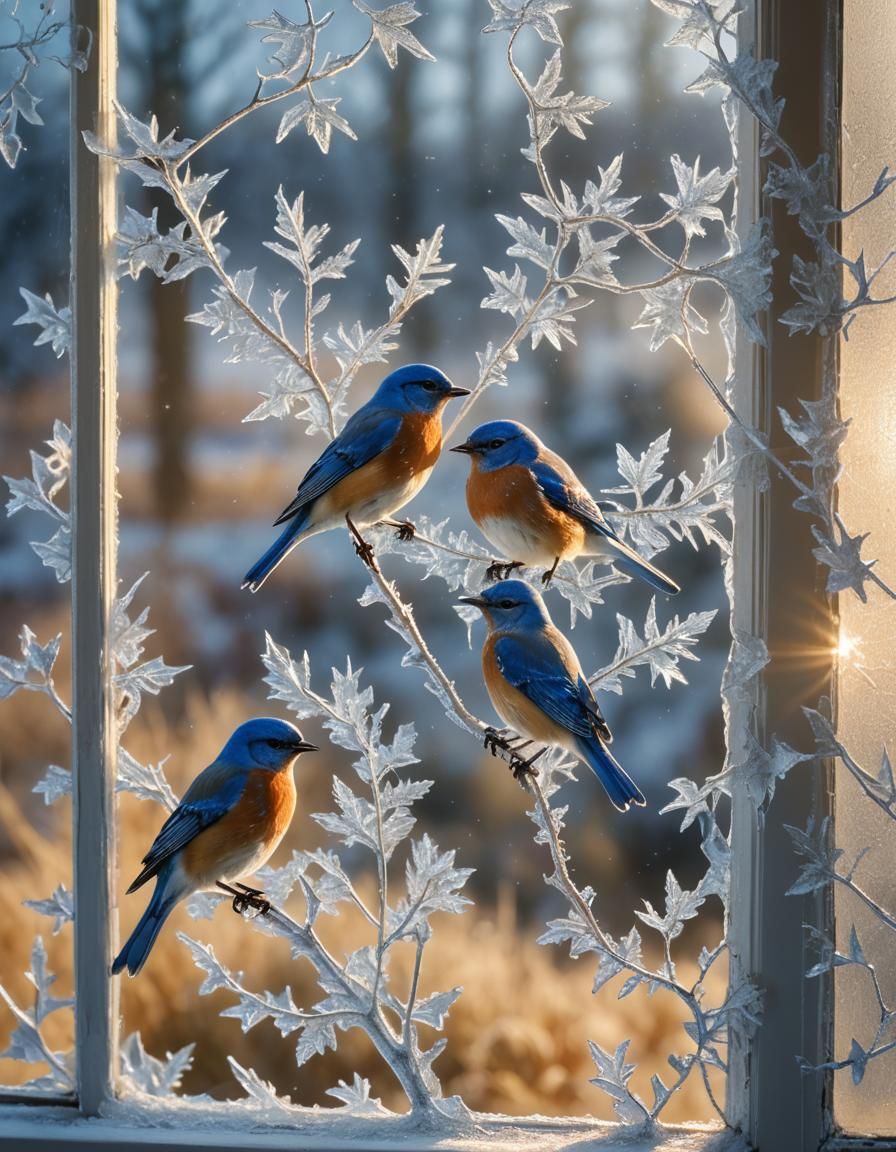 Winter Window Wonderland in Photorealistic Oil Painting Styl...