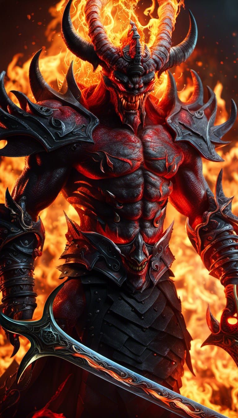 Fire Devil in hell background v.2