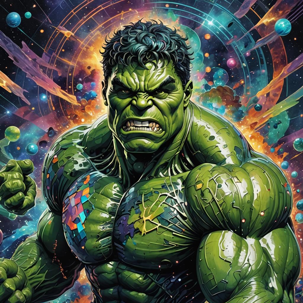 Holographic Hulk: Cosmic Astral Illustration