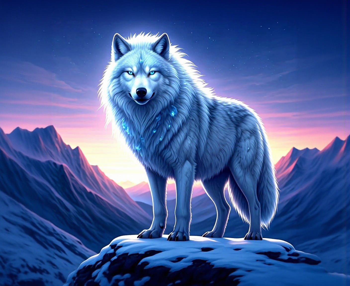 Timber Wolf Surveys Winter Domain in Hyperrealism