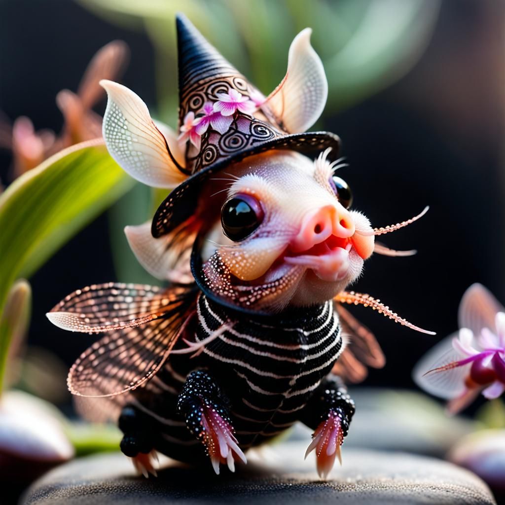 Piglet Witch in Surreal Gouache Style