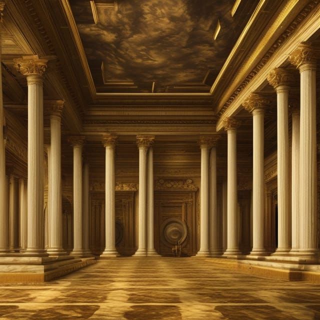Rococo Columns in Lavish Golden Hues