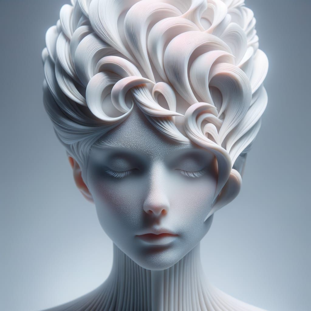 Sculpted Hairstyle in Abstract Geometric Shapes