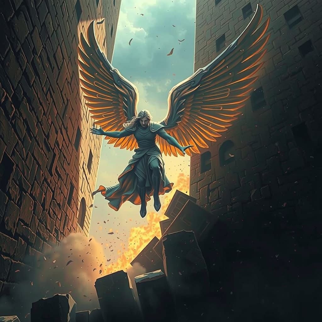 Angel Emerging Through Solid Wall in Radiant Glory