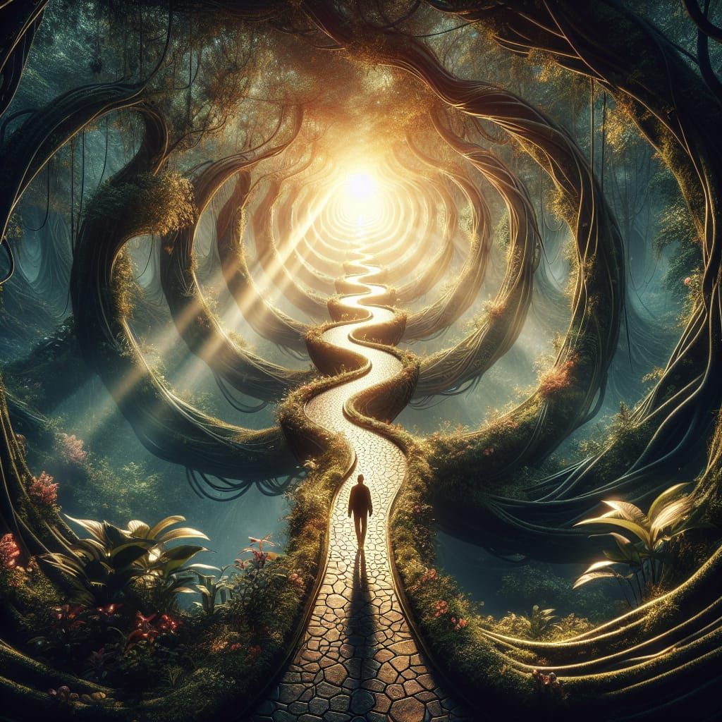 Hyperrealistic Path to Enlightenment with Sharp Focus