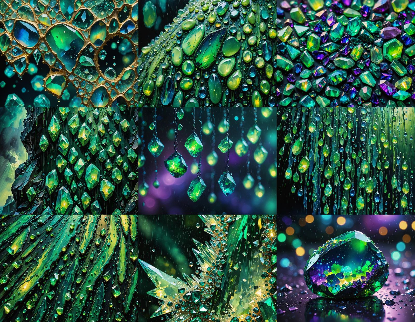 Nightfall of Green Opal Crystals