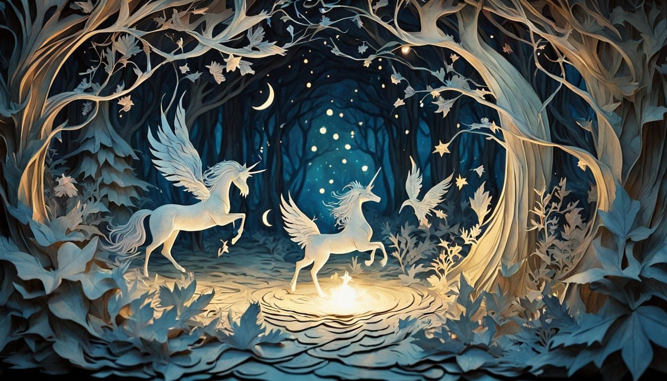 Mythical Creatures Gather in Whimsical Papercraft Art