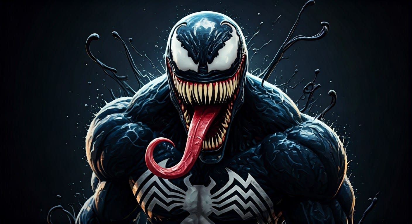 Venom as Ink Splotches in Comic Art Style