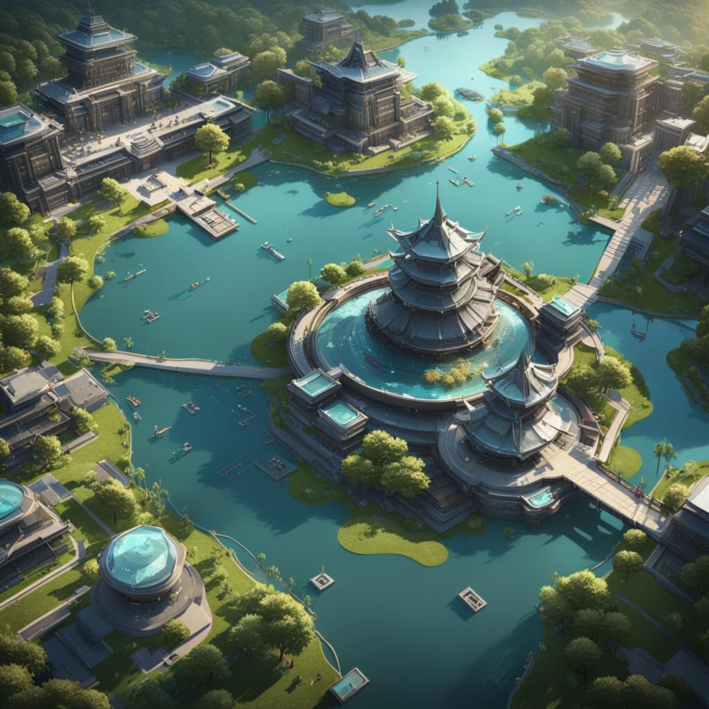 Futuristic Tech Park Utopia in Anime Style