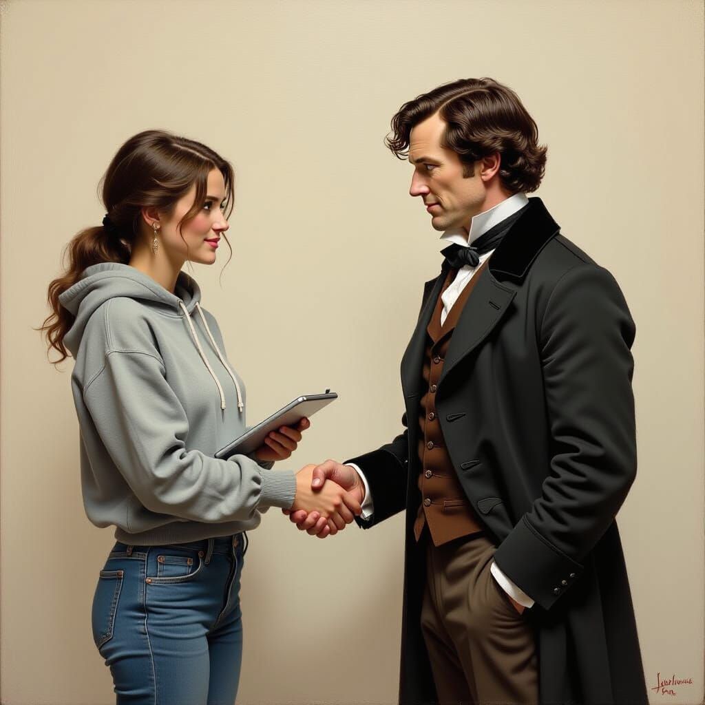 Sherlock Holmes Meets a Time Traveler in Painting