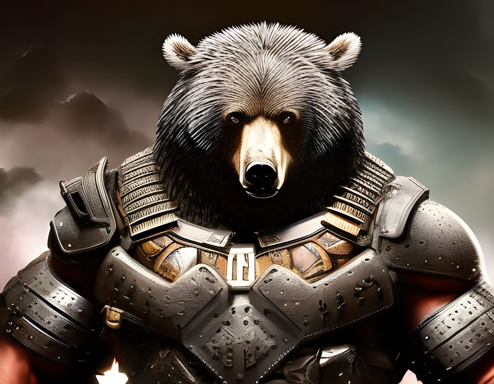 Armored Warrior Bear in Combative Comic Art Style