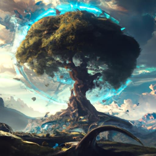 Epic World Tree Digital Matte Painting