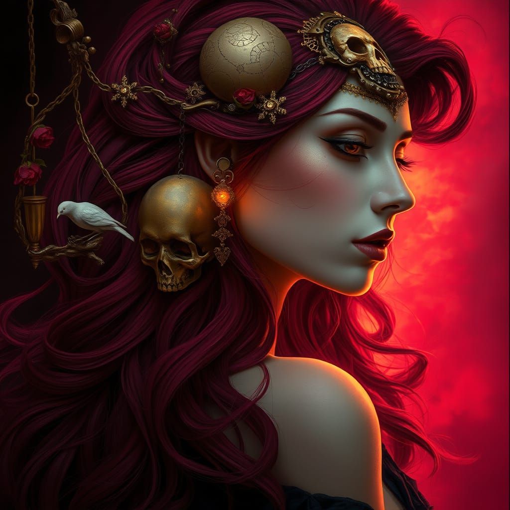 Mysterious Dark Fantasy Portrait in Chiaroscuro Style